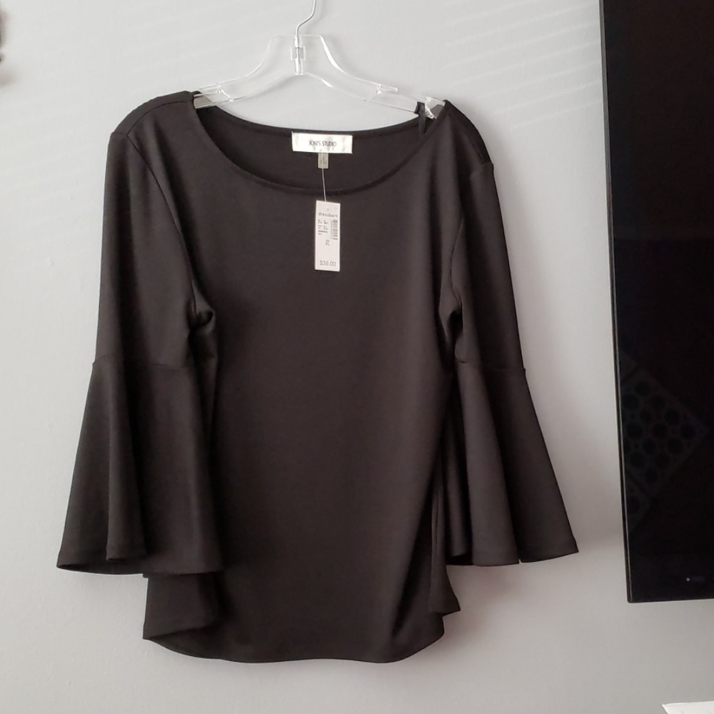 NWT Jones Studio Dress Barn Black Blouse top XL
